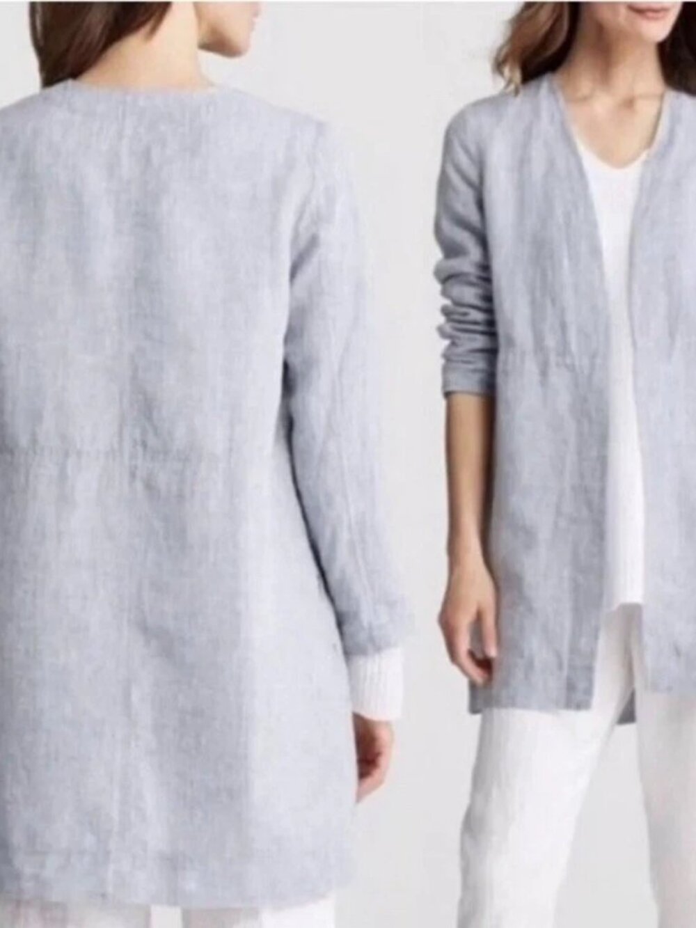 Eileen Fisher 100% Organic Linen Cardigan Jacket Sz M